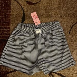 Hollister Black and White Striped High Waist Shorts